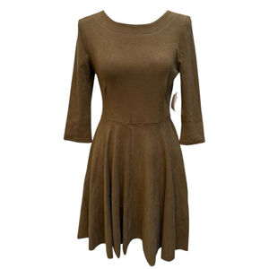 Altar'd State Long Sleeve Backless Olive Skater Dress, Size L women’s